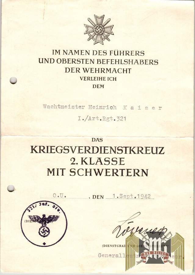 SMGM-3746 KVK1 & KVK2 documents with General Ludwig Löweneck signature