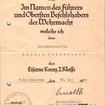 Iron Cross 2nd Class Document with Rear Admiral ERNST LUCHT signature (knights cross winner)