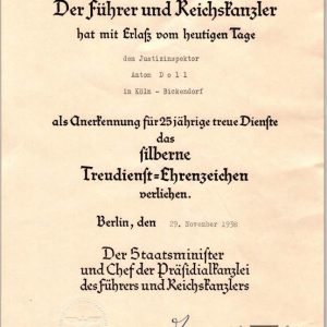 Faithful service Award 25 year Document