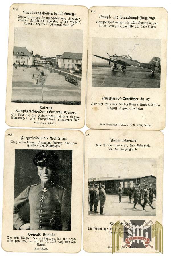 Unsere Luftwaffe Playing cards incomplete set of 11