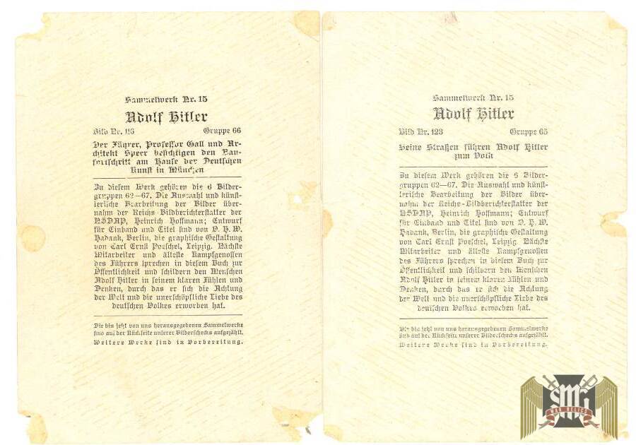 6pc Cigarette cards From Adolf Hitler Album