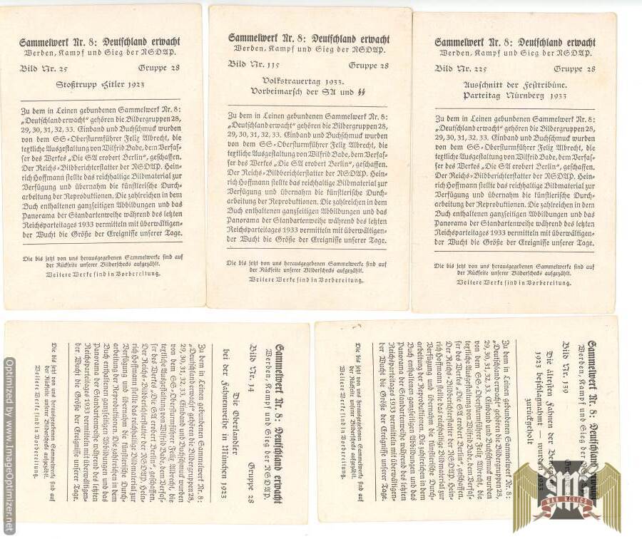 Germany Awakes Cigarette cards 8 pc lot SA marches and other