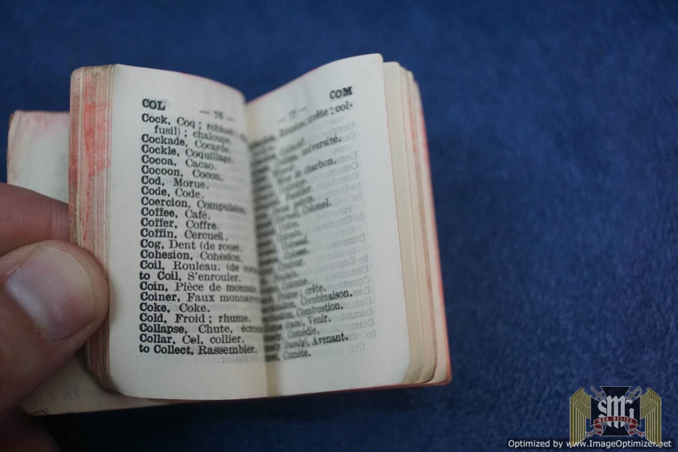 English to French Mini dictionary. WW2 era