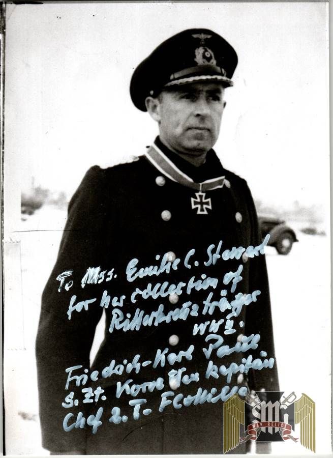 Knights Cross Winner Friedrich-Karl Paul signature
