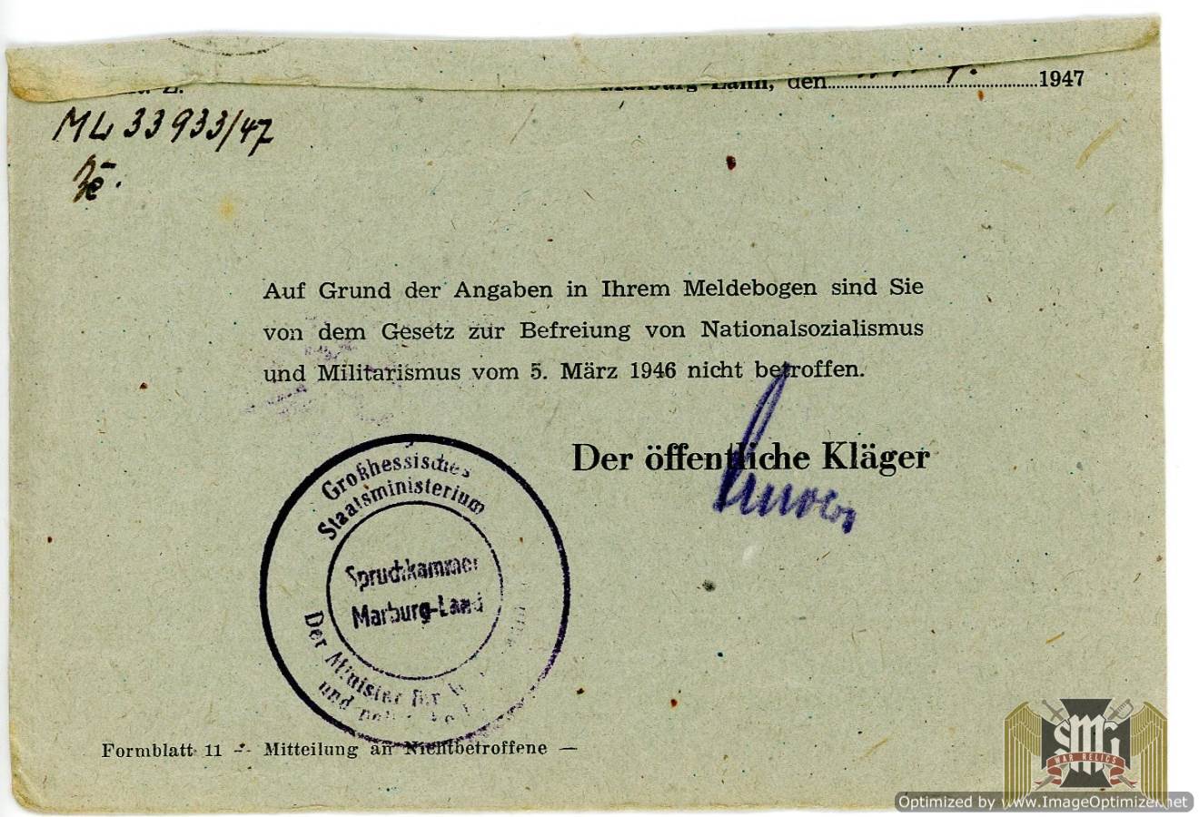 exemption from law 104 certificate for "Lieselotte"