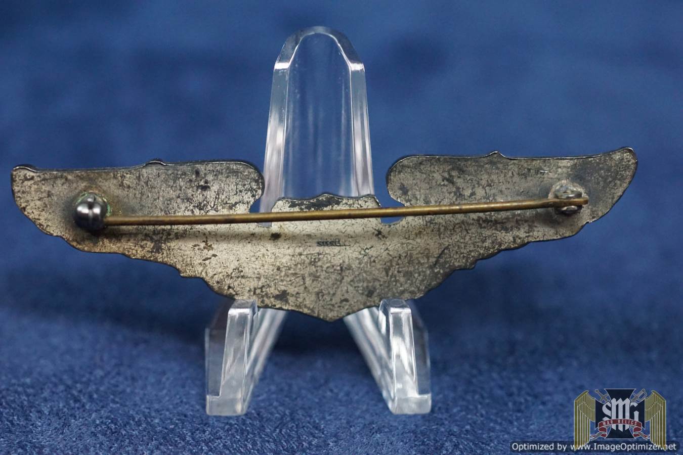 US WW2 Era Pilot wings Sterling marked solid back