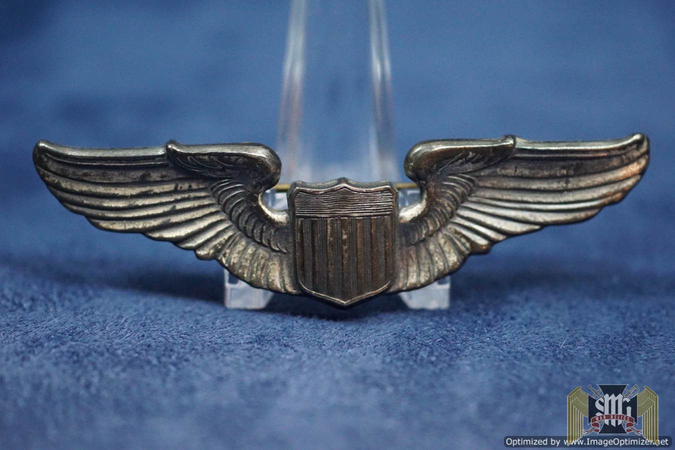 US WW2 Era Pilot wings Sterling marked solid back