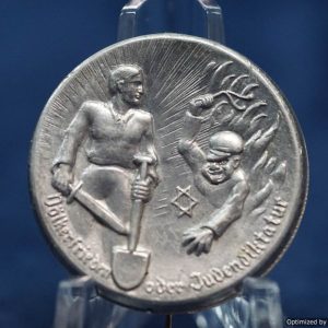 Volkerfrieden oder Judendiktatur Jewish Propaganda pin