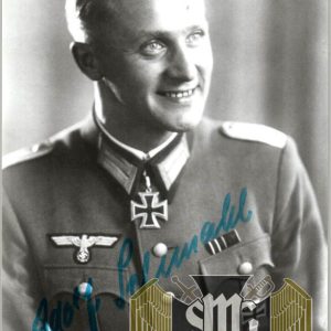 SMGM-4218   Knights Cross Winner Lt. Adolf Schmahl signed photo and letter from Emilie Caldwell Stewart with additional Signature
