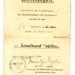 Kriegsmarine Afrika cuff title document Artur Schuettke Grouping