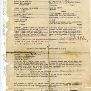 Kreigsmarine Allied Type July 1945 Discharge Document From Artur Schuettke Grouping