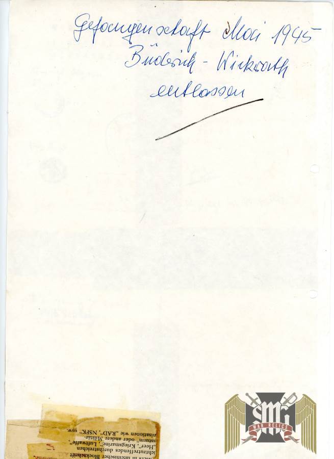 Kreigsmarine Allied Type July 1945 Discharge Document From Artur Schuettke Grouping