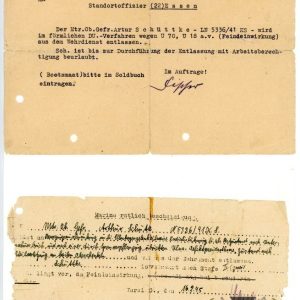 Release document mentioning U70 and U18 and Medical note with Kriegsmarine Dr. signature