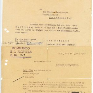 Promotion document and request for Black wound badge and African Campaign medal
