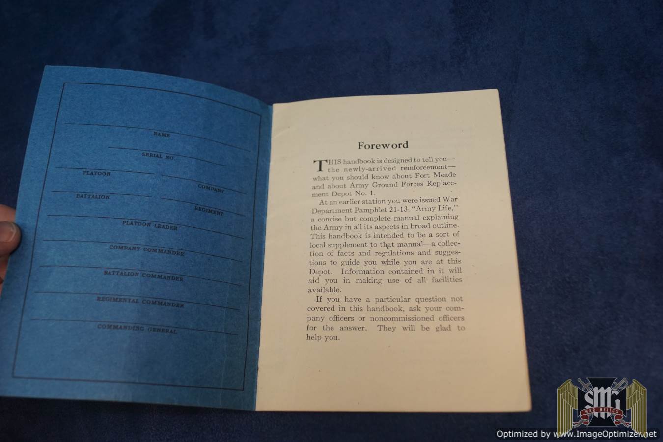 Handbook of information army ground forces replacement depot