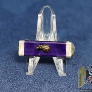 WW2 US ribbon bar for purple heart w/ oakleaf & sterling pin back catches