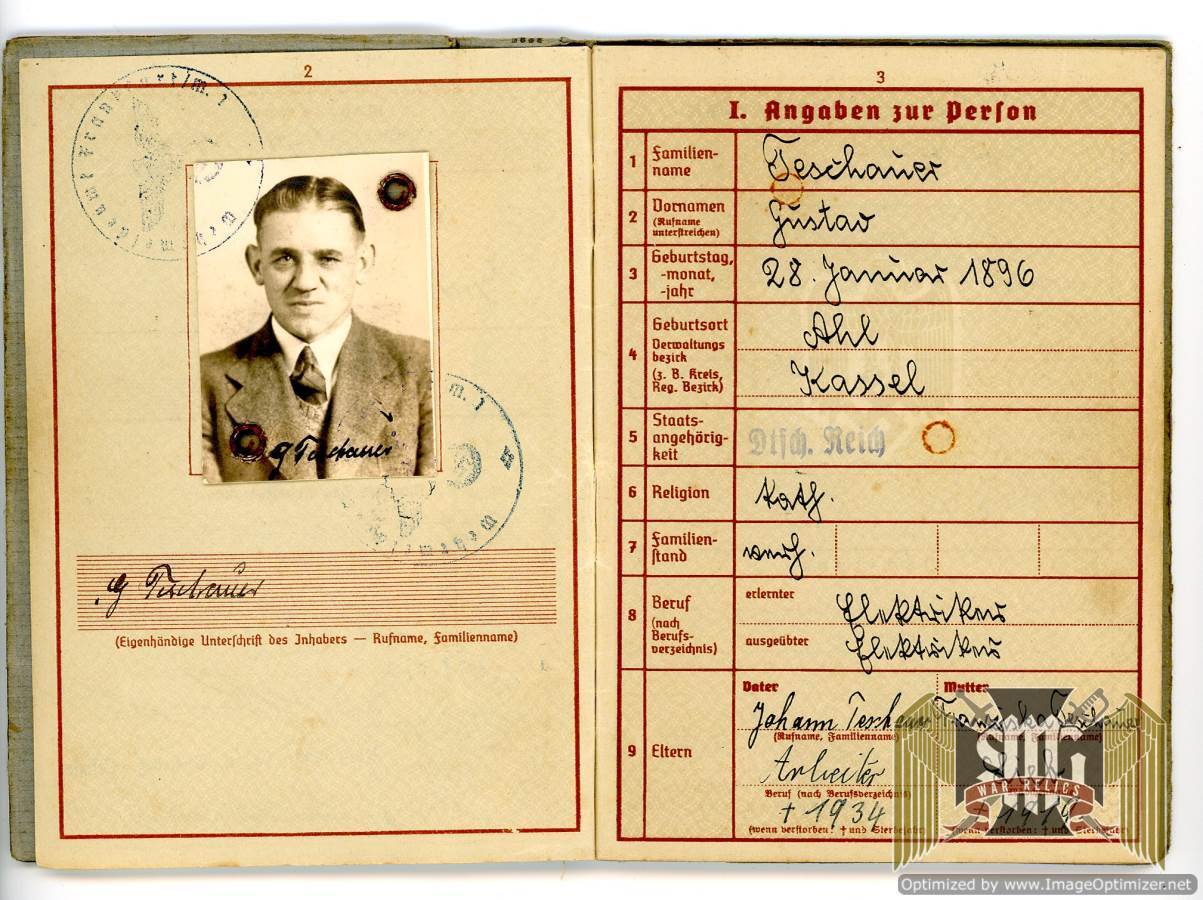 Wehrpass Heer Pioneer for "Gustav"