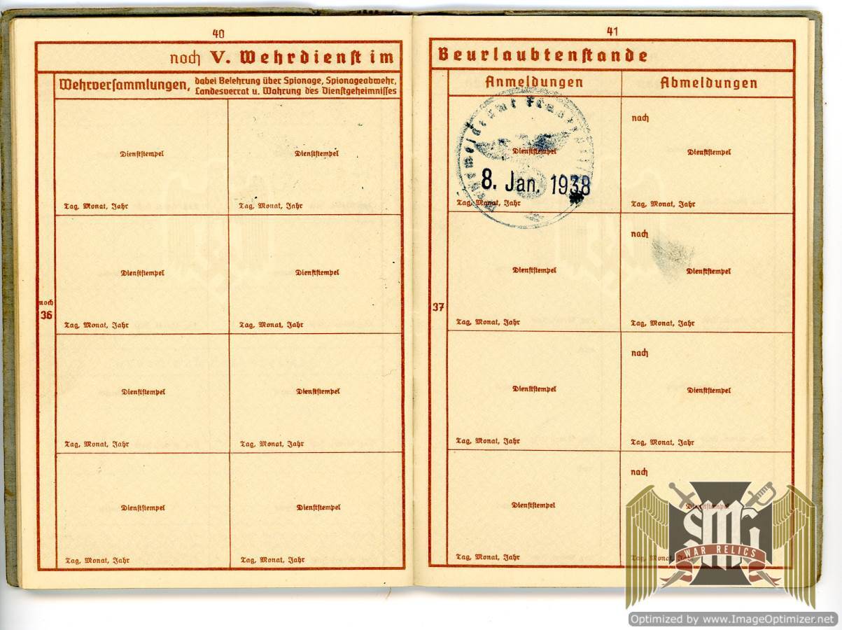 Wehrpass Heer Pioneer for "Gustav"