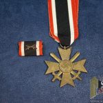 War Merit Cross w/ swords by Klein & Quenzer Marked 65 w/ribbon bar