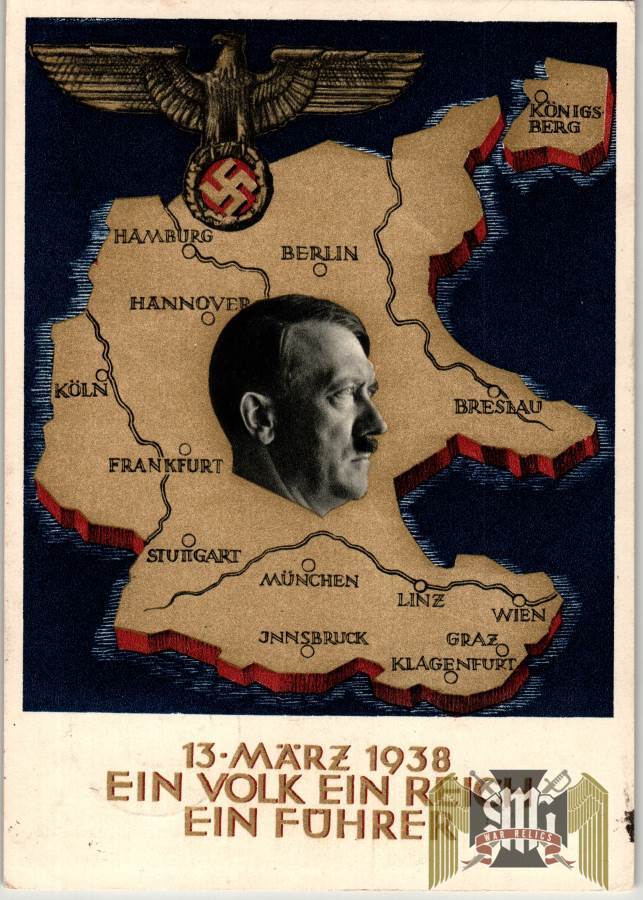 Ein Volk Ein Reich Ein Fuhrer Postcard postmarked