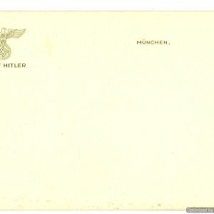 Adolf Hitler Correspondence Stationary card from Munich Office