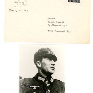 knights cross winner Johannes Schulze signature w/envelope