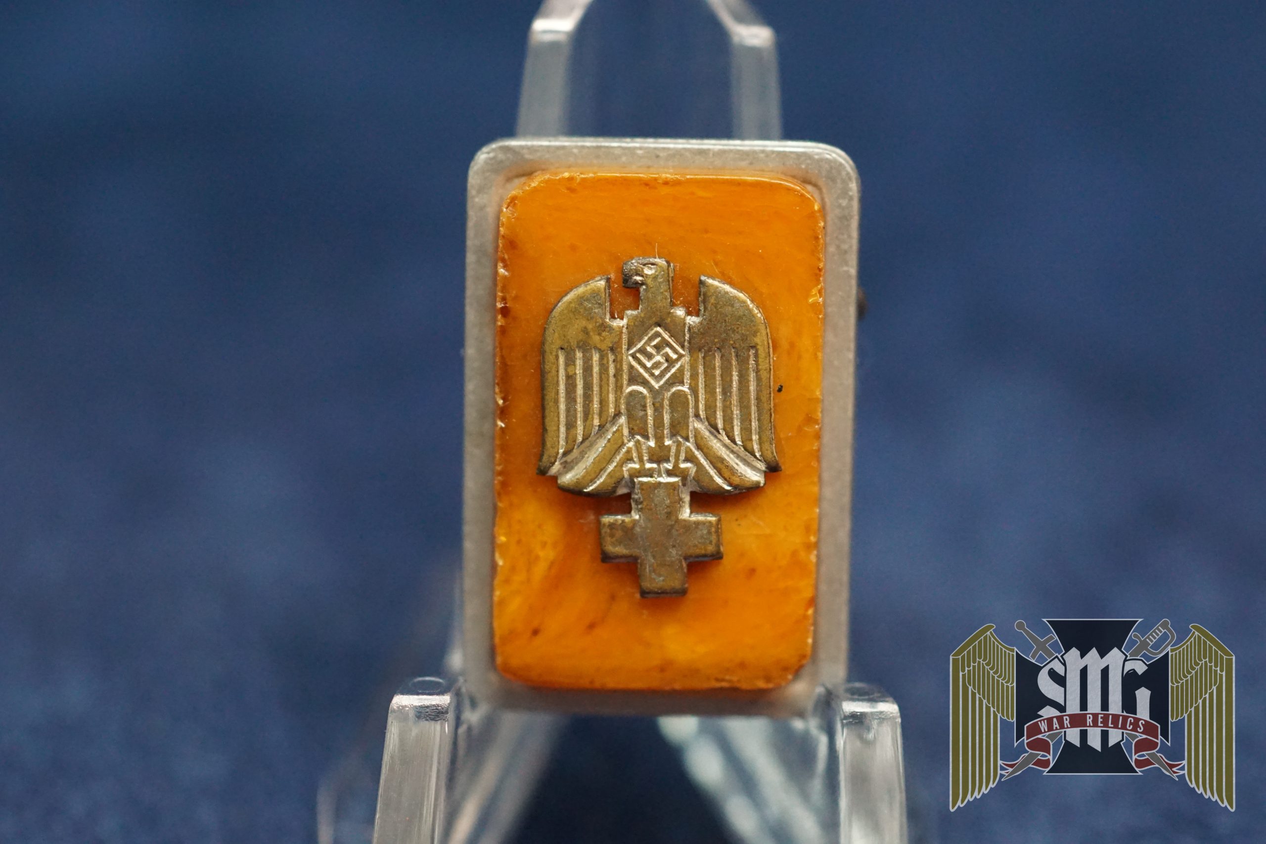 DRK Red Cross Pin on Amber