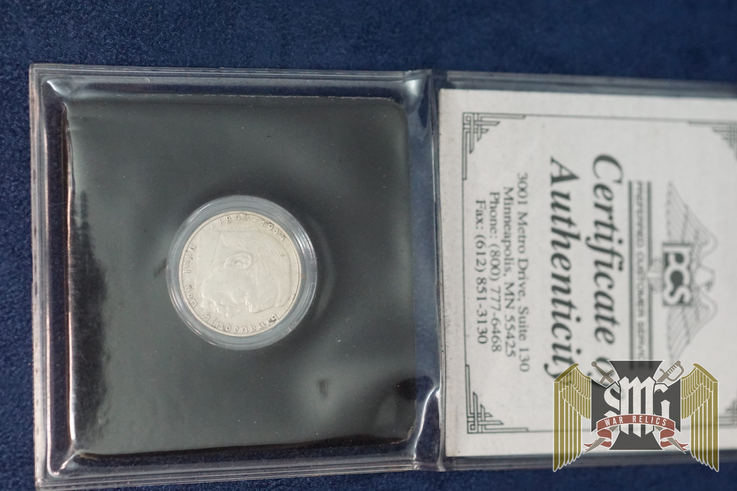 German Silver 2 Reichsmark coin with Certificate of authenticity