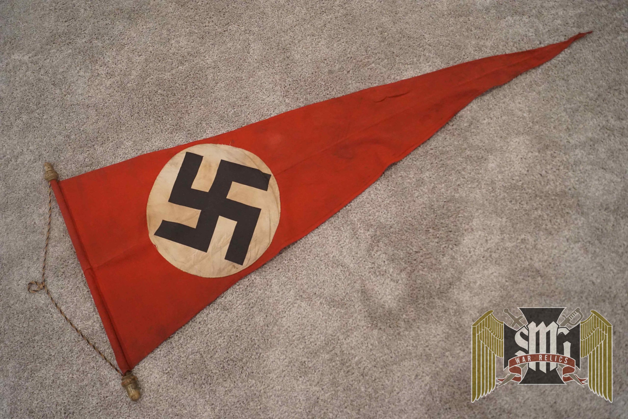 Large NSDAP Pennant with original pole and suspension string