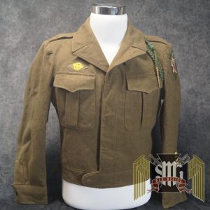 2nd Infantry Ike Jacket with Early Green wool Patch and WW1 Fourragere Cord