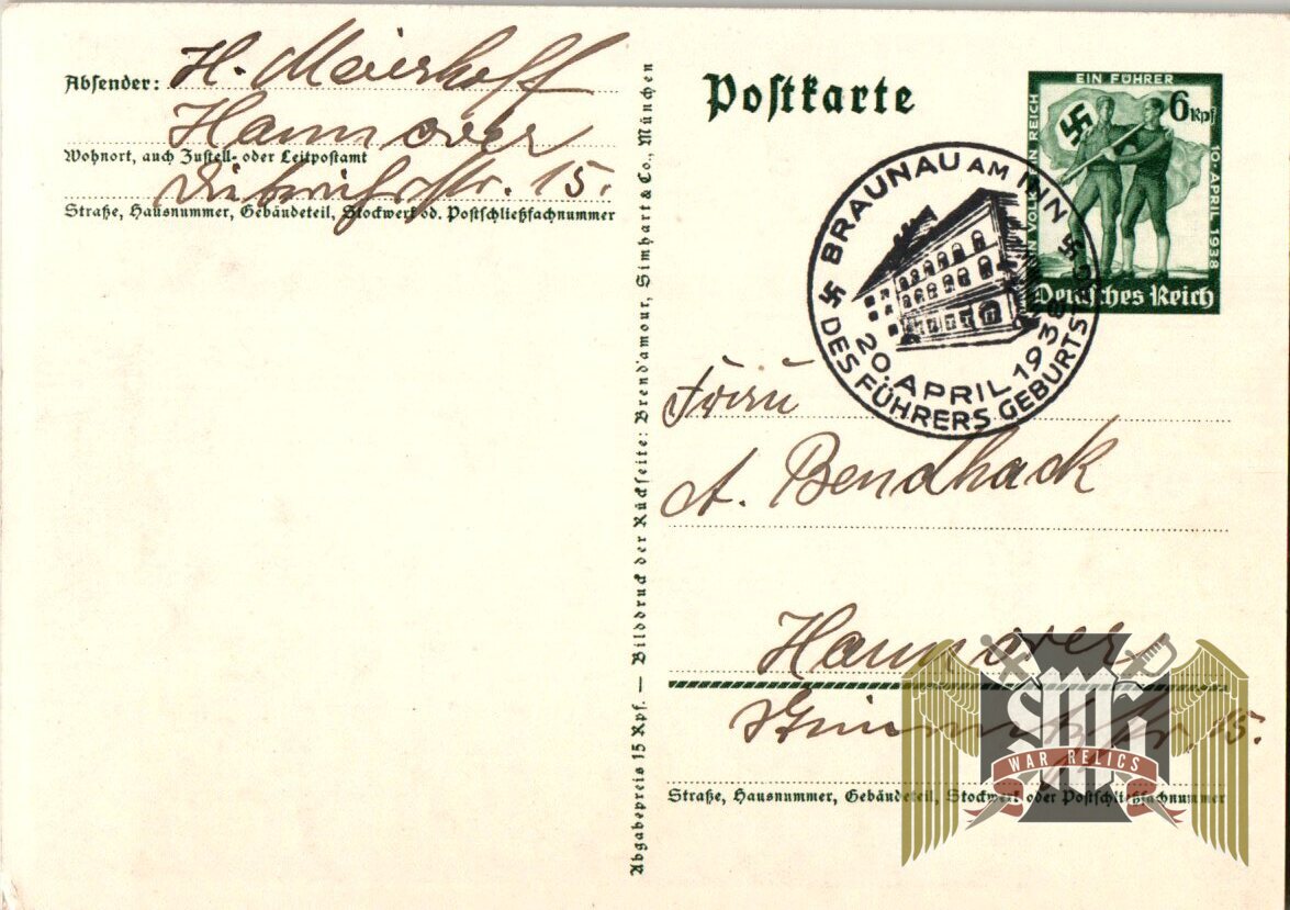 Ein Volk Ein Reich Ein Fuhrer Postcard postmarked