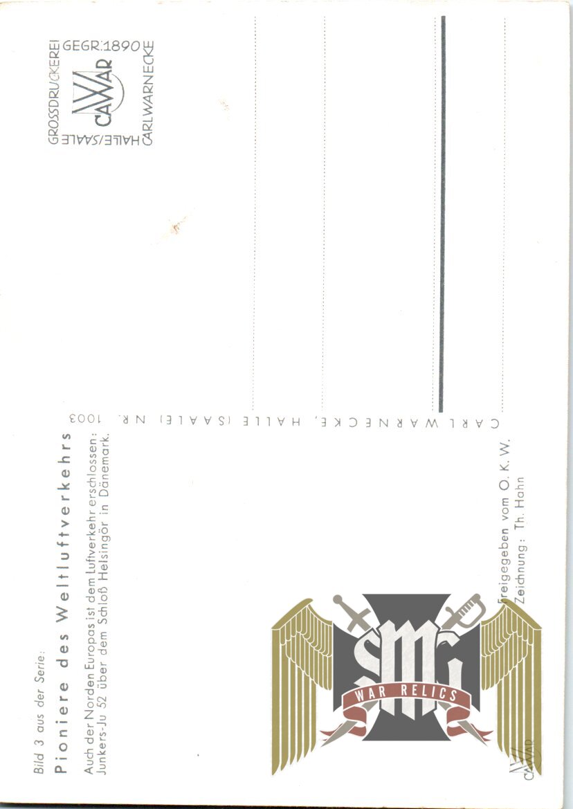Cawar Post card Pioniere des Weltluftverkehrs Junkers-ju 52