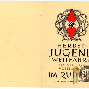 Hitler Youth Rowing Competition Award Document from Isenberg Grouping