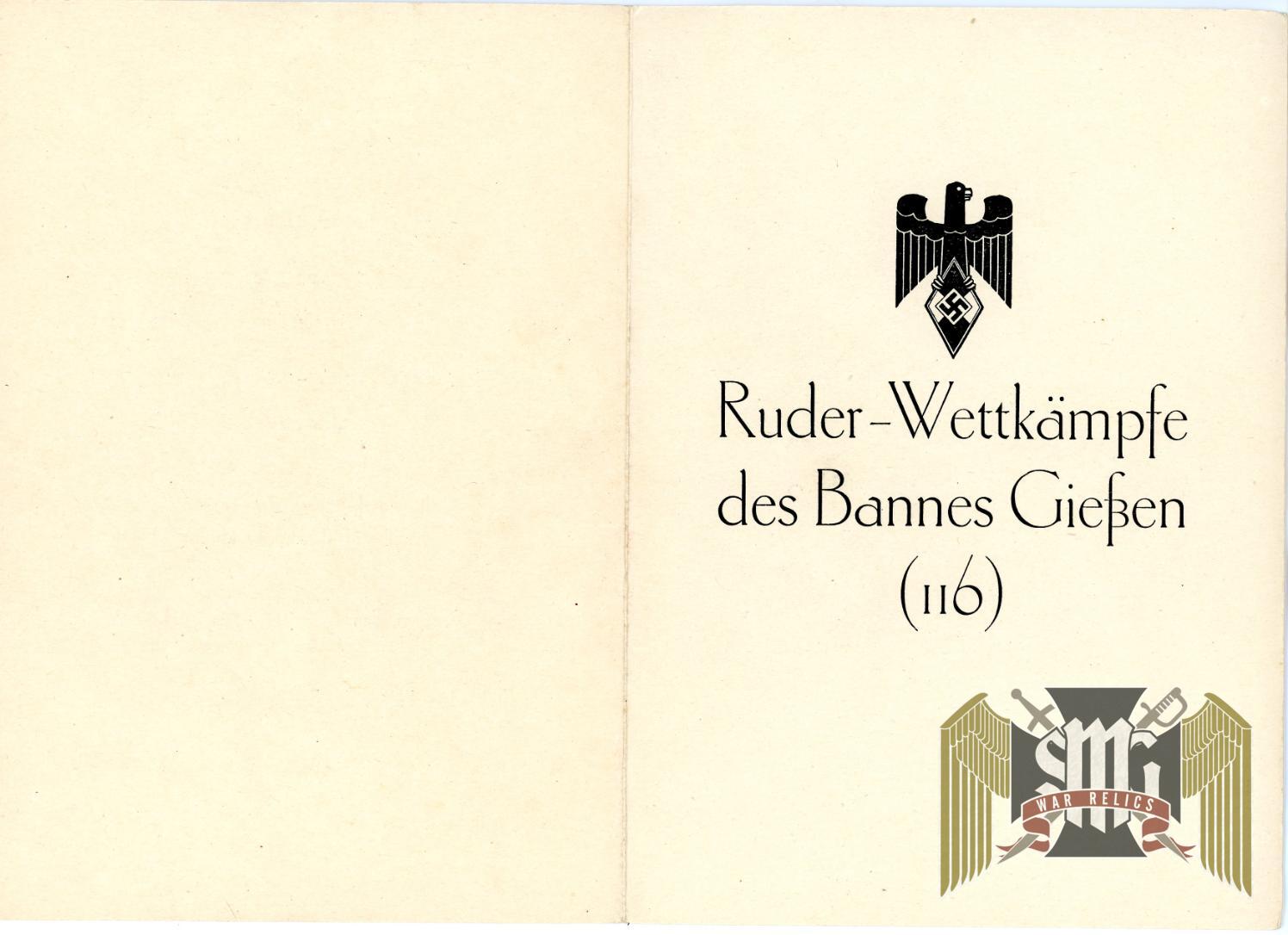 Hitler Youth Rowing Competition Award Document from Isenberg Grouping