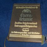Deutsche Arbeitsfront Ehren- Urkunde 25 year leather bound award document