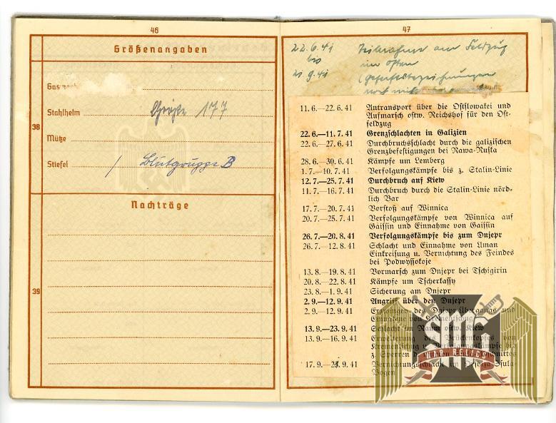 Wehrpass Killed in Action in Russia