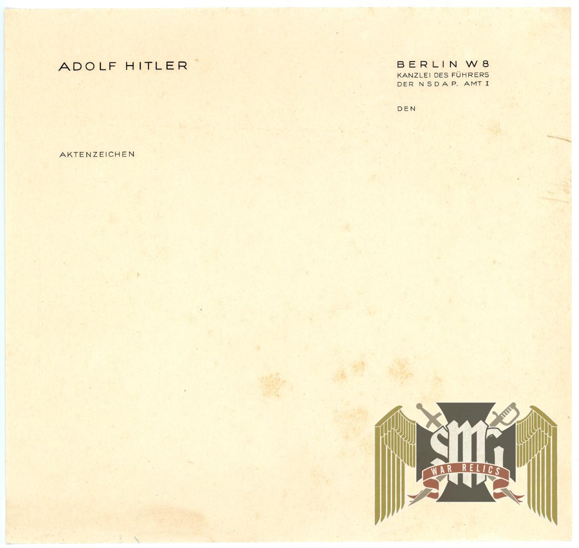 Adolf Hitler Berlin Chancellery Stationary Short Sheet