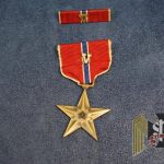 WW2 US Bronze Star with Valor device and matched Ribbon bar