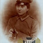 WW1 Postcard Female officer with sword