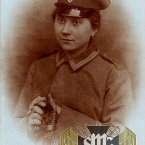 WW1 Postcard Female officer with sword