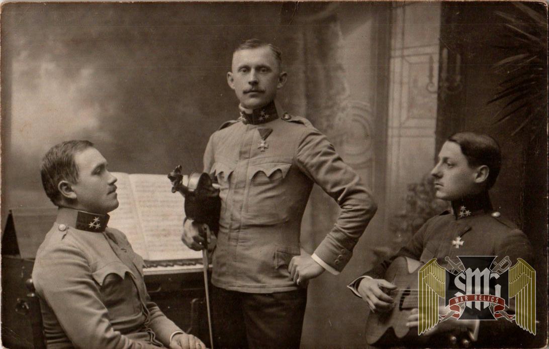 WW1 Austrian Postcard, uniform study Musicians