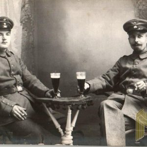 WW1 German Postcard, uniform study Smokin & Drinking