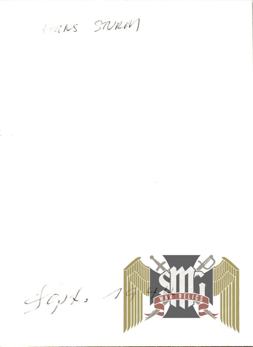 Knights Cross Signature Hans Sturm