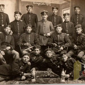 WW1 Postcard Regimental beer steins an bayonets