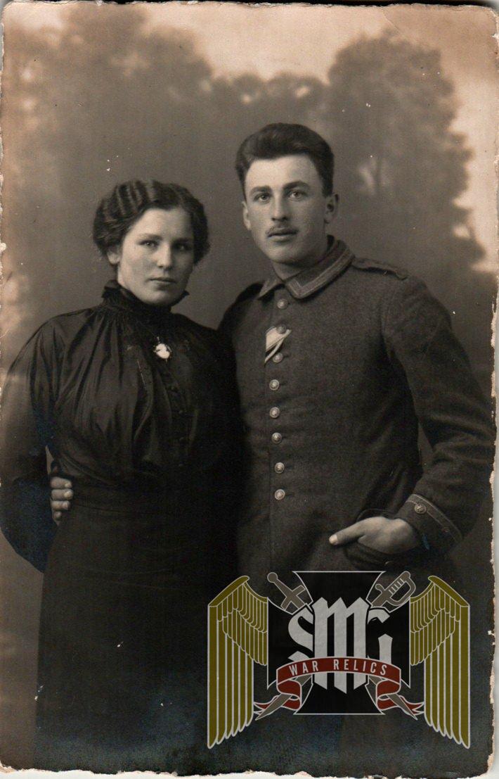 WW1 Postcard Medal ribbons in wear