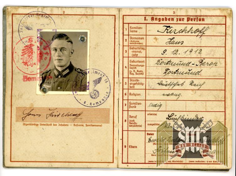 Wehrpass Hans Kirchhoff