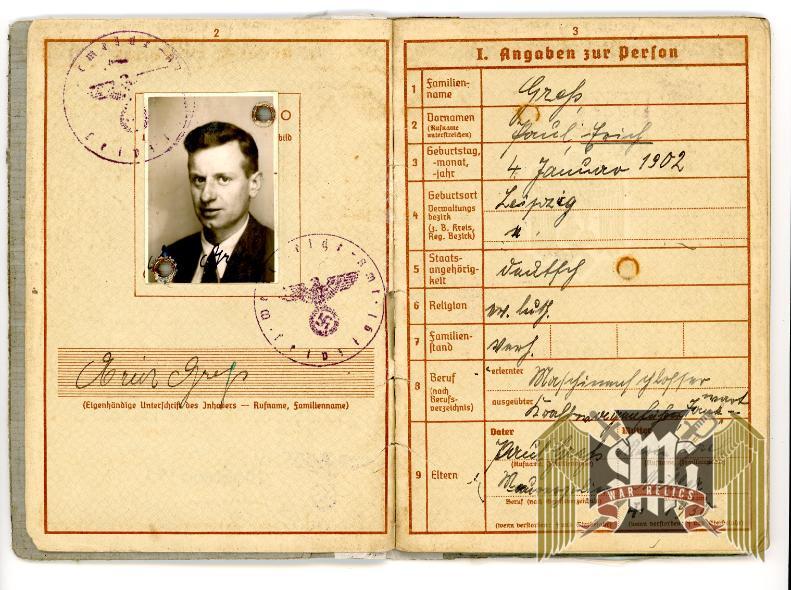 Wehrpass Erich Gress Medic Trained Early action in Poland & Denmark