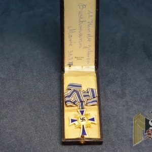 Cased Mother's Cross in Gold with note Written inside cover