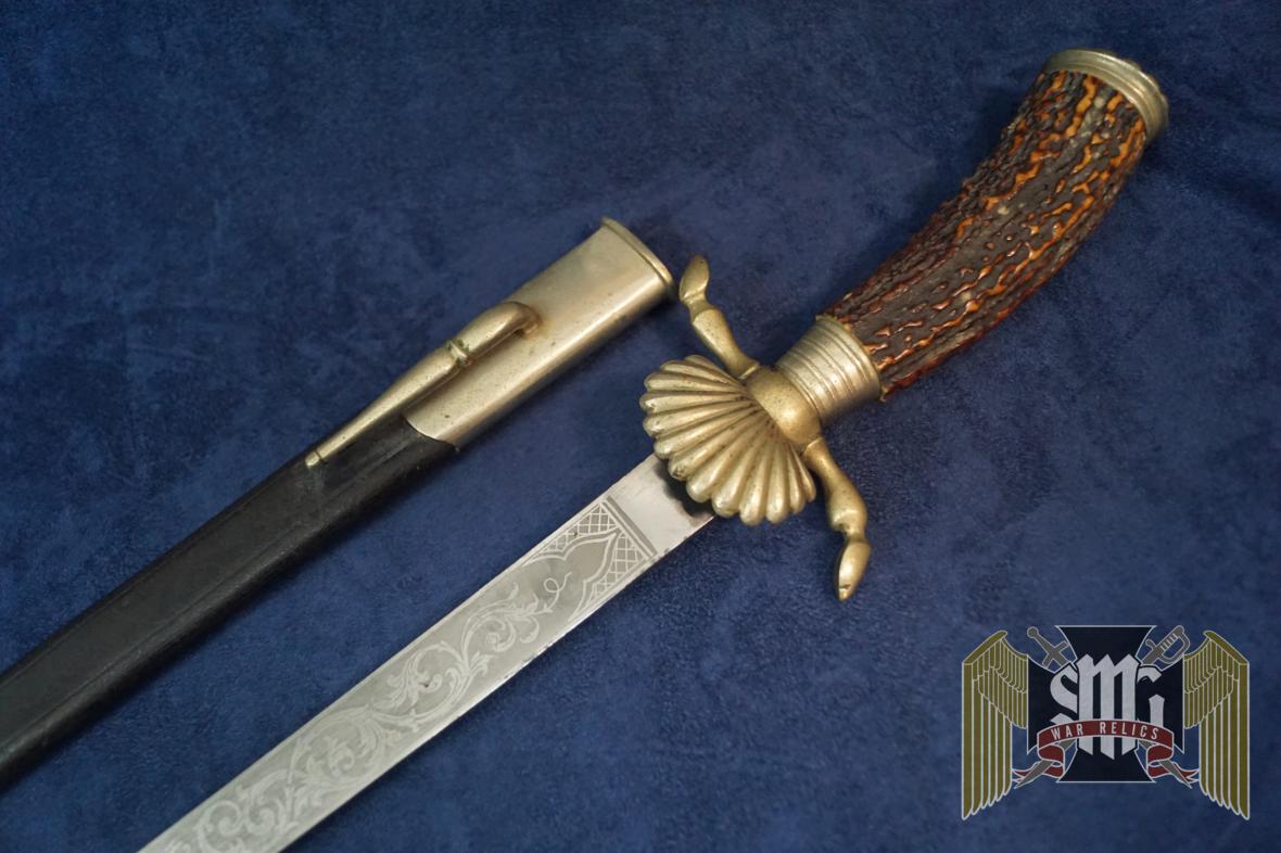 Imperial German WWI Hirschfänger Stag Handle Forestry Dress Cutlass