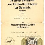 War Merit 2nd class Award document Signed by Generalleutnant